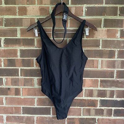 #ad Black One Piece Swimsuit With Belt Size Small NWOT $21.45