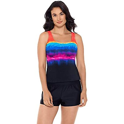 $68 Reebok Sport Party in My Cabana Scoop Neck Soft Cup Tankini Top ONLY 14 NWOT $31.00