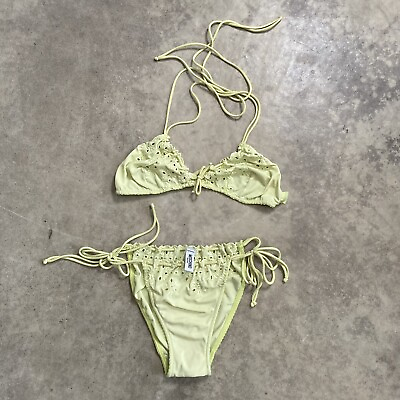 #ad Moschino Mare Swimwear Womens Sz Small Bikini 2 Piece Yellow Made In Italy $250.00