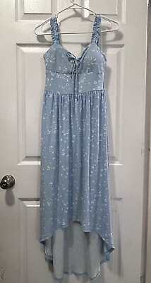 #ad No Boundaries Womens Dress Size Small Hi Low Floral Sundress Blue White $10.00