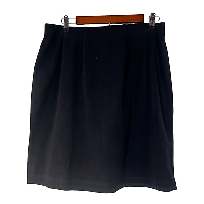 #ad L.L Bean Skirt Women Medium Petites Black Pencil A Line Stretch $16.99