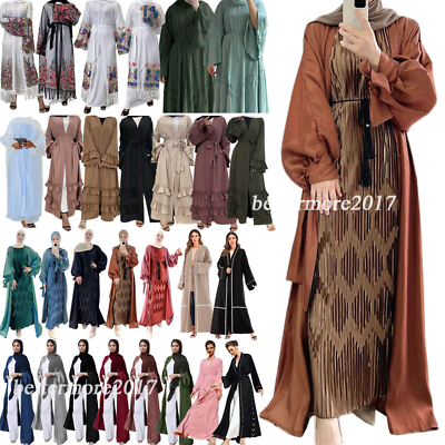 #ad Muslim Women Open Abaya Dubai Cardigan Islamic Kimono Maxi Dress Caftan Robe New $37.27