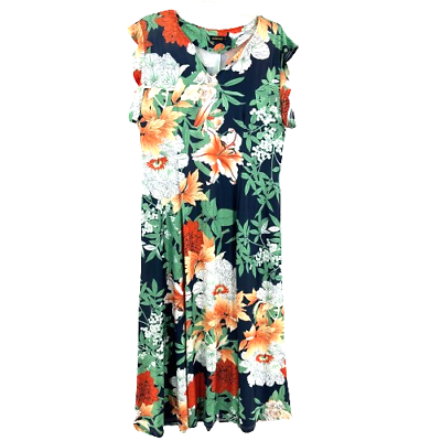 #ad Reborn Women#x27;s Floral Flowy Maxi Dress Plus Size 3X Green Hawiian Luau Tropical $19.99