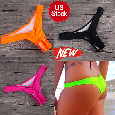 #ad Womens Bikini Triangle Thong Bottom Brazilian V Cheeky Ruched Swimwear Briefs $8.99