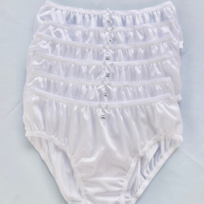 #ad 6pcs White Nylon Bikini Panties Underwear Woman Light Soft Silky Hip 38quot; 42quot; XL $34.00