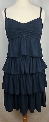 #ad J Crew Womens Summer Dress Small Dark Blue Layered Tiered Spaghetti Strap Casual $24.99