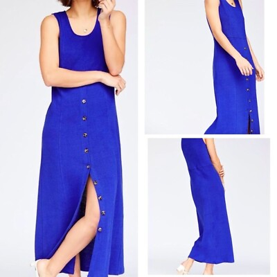 #ad Anthropologie Callahan NWT Blue Knit Sleeveless Maxi Dress Xsmall Women’s $75.00