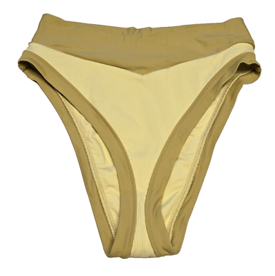 #ad NWT American Eagle Aerie Retro Yellow High Cut Cheeky Swim Bikini Bottoms Medium $13.99