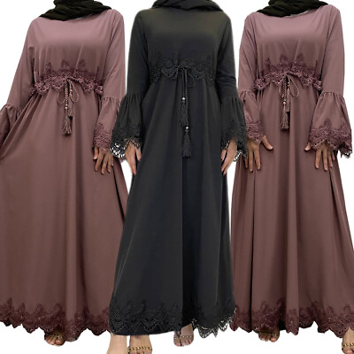 #ad Lace Dubai Abaya Muslim Women Long Maxi Dress Islamic Abayas Party Robe Kaftan $50.37