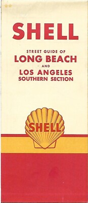 #ad 1960 SHELL OIL Road Map LONG BEACH Rainbow Pier The Pike Los Angeles California $14.99