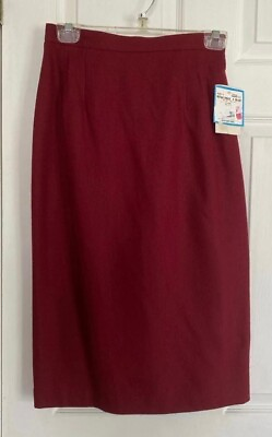 #ad #ad NEW Joan Leslie 70% Wool Full Lined Dark Red Pencil Skirt Size 8 $22.00