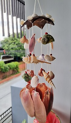 Star Coconut Sea Shell Wind Chimes Hanging 6 Lines Mobile Coaster Summer 14quot; $33.24