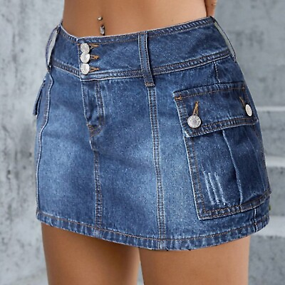 #ad Denim Skirts Bodycon Womens Skirt A Line Jeans Skirts Slim Fit Mini Skirt Denim $6.57