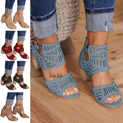 #ad Ladies Fashion Dress Sandal Beach Heeled Sandals Comfort Party Summer Womens $37.75