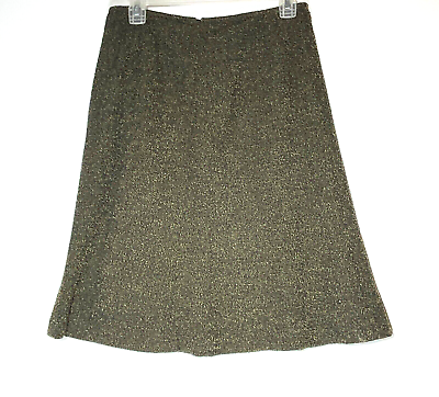 #ad Ellen Tracey Linda Allard silk wool skirt women#x27;s petite 6 black with tan $18.00