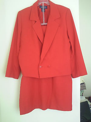 #ad VINTAGE WOMENS E. H. WOODS RED SKIRT SUIT 16 $14.99