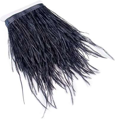 #ad 1 Yards 5 6Inch Black Ostrich Feathers Trim Fringe for DIY Dress Sewing Crafts C $9.99
