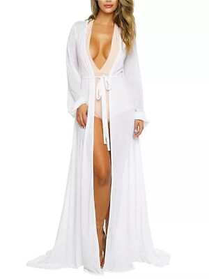 #ad White Sheer Long Beach Swimwear Cover Up Many colors available $39.95