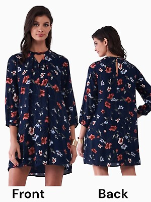 #ad #ad NEW Boho Floral Flowy Mini Dress with V Neck Size Large $19.00