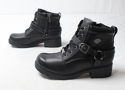 #ad Harley Davidson Women#x27;s Tegan 4 Inch Lace Up Boots LV5 Black Size US:11M $89.24