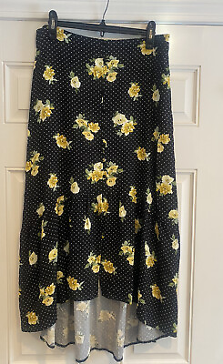 #ad Anthropologie Mason amp; Belle Floral Skirt XL navy yellow rayon N 17 $19.99