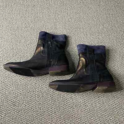 #ad Donald J. Pliner Womens Boots Size 7.5N Black Gold Leather Ankle Booties Casual $55.97