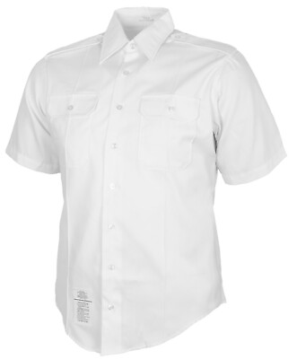 US Army ASU White Dress Shirt Short Sleeve Uniform Shirt 16.5 US Size Large $16.83