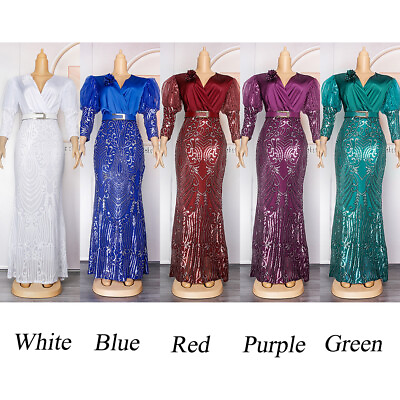 #ad Newest Fashion Clothes Women African Evening Long Dresses Party Sequins Bodycon $70.99