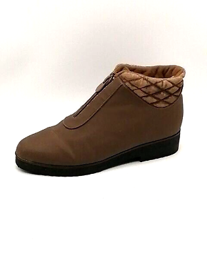 Naturalizer Womens Ankle Boots Brown Front Zip Up Shoe Lined Padded 7.5 Wide $19.99
