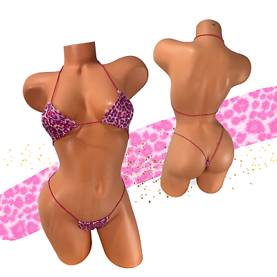 #ad Metallic Pink elastic String Bikini one size exotic dancewear tanning sexy $25.00