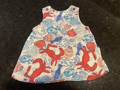 12 Months Little Girls Baby beach Nautical Fish Crabs Kids Toddler A line Dress $5.95