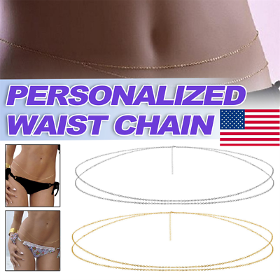 #ad Belly Chain Waist Body Gold Silver Diamant Butterfly Bikini Jewelry Belt USA $3.17