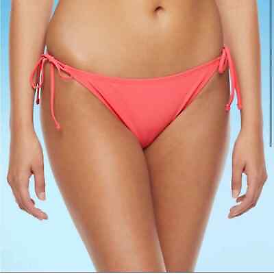 #ad Coral adjustable bikini bottom with ties on the side $12.00