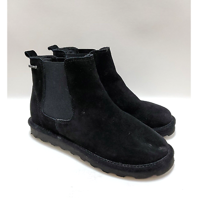 #ad Bearpaw Boots Ankle Black Womens 9 Sheepskin Footbed Shorty Shoes Rubber Outsole $31.49