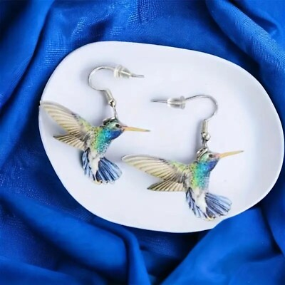 #ad Fashion Women Cute Hummingbird Design Dangle Earrings Plastic Jewelry Gift New $12.98
