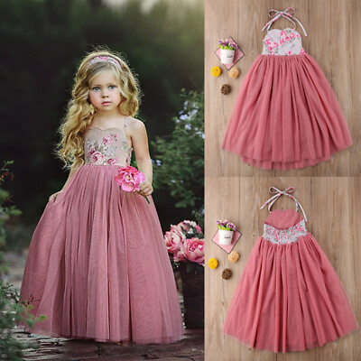 #ad #ad Flower Girls Dresses Party Wedding Embroidery Formal Gown Maxi Dress Princess $19.79