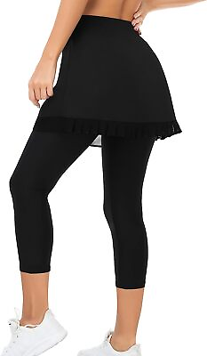 #ad #ad Womens Tennis Skirted Leggings with Pockets Athletic Golf Leggings Attached Skir $74.90