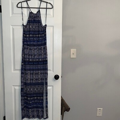 #ad Maxi Dress Blue Print Size Large $30.00