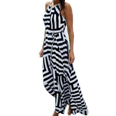 #ad Women Sexy Summer Boho Maxi Dress Party Gown Beach Halter Print Dress Sundress $19.26