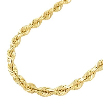 14K Yellow Gold Diamond Cut Rope Chain Necklace 1.5mm 5mm Men Women 16quot; 30quot; $95.99