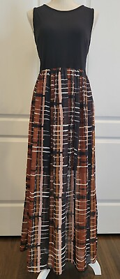 #ad #ad Apt 9 Maxi Dress Sheer Size L Brown Black Pink Sleeveless Short Under Skirt $18.99