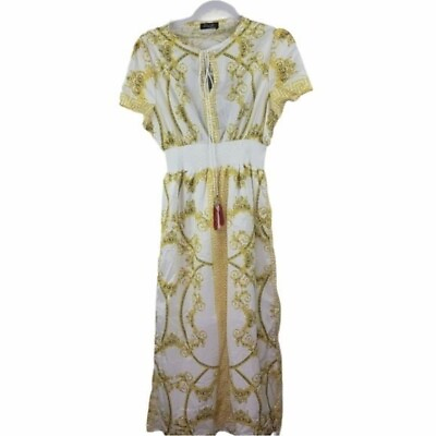 Womens yellow white long maxi dress size small $9.60