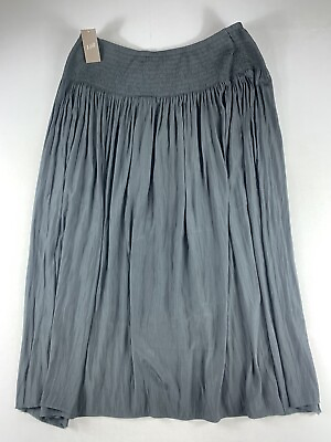 J. Jill Black Wearever Sunburst Pleated Skirt Black WOMEN L 36quot; ELASTIC WAIST $39.99