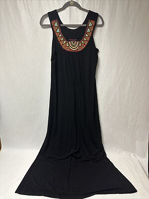 #ad MISHCA Women’s Long Maxi Dress Cotton Beaded Large $17.49