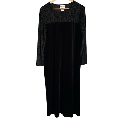 #ad Vintage Diane Von Furstenberg DVF Black Velvet Maxi Dress Long Sleeve Size L $28.00