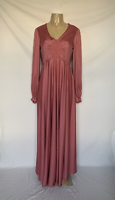 VTG Dance Allure Alfred Angelo Size 14 Union Made Pink Long Sleeve Maxi Dress $75.00