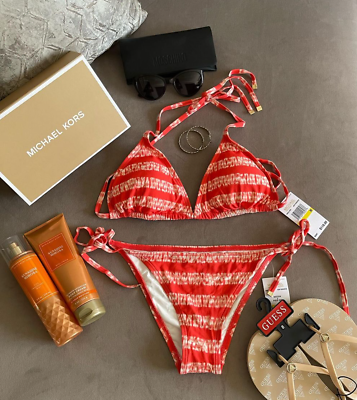 #ad Glamourous Michael Kors Women#x27;s Pink Tie Dye Halter Neck Two Piece Bikini Set $35.00
