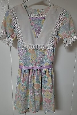 #ad Vintage Evy of California Floral Drop Waist Cottage Tea Party Dress Girls 10 $19.95