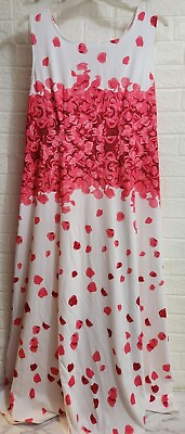#ad Womens Plus Size Maxi Dress Pink And White Floral 2X $19.90