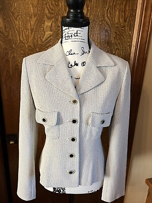 #ad Apobbico Fully Lined Classic White Skirt Suit with Black Dots Made In Japan READ $124.00